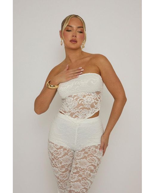 Rebellious Fashion Brown Lace Bandeau Top