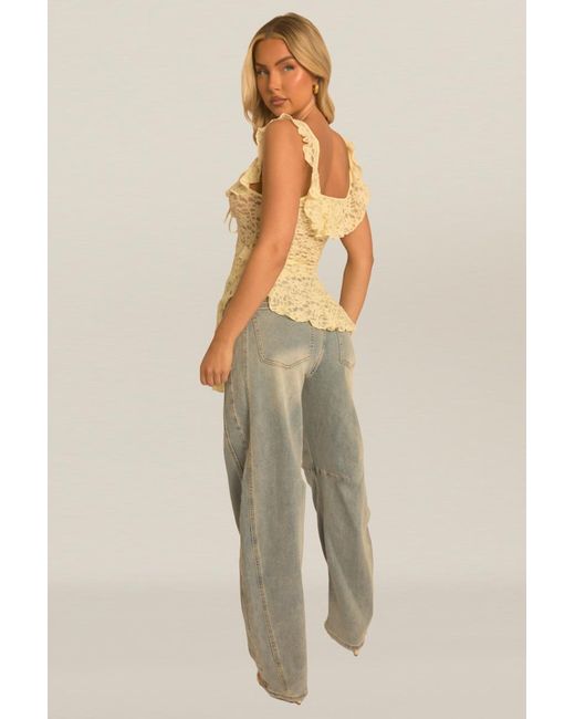 Rebellious Fashion Yellow Lace Ruffle Cami Top