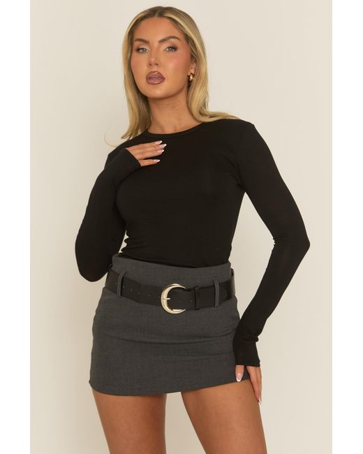 Rebellious Fashion Black Woven Belted Skort