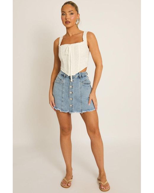 Rebellious Fashion Blue Button Front Denim Skort
