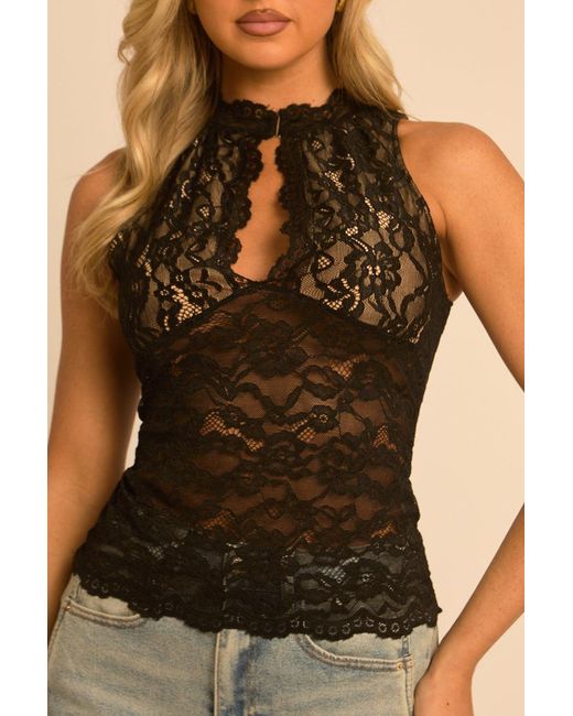 Rebellious Fashion Black Lace Cut Out Top