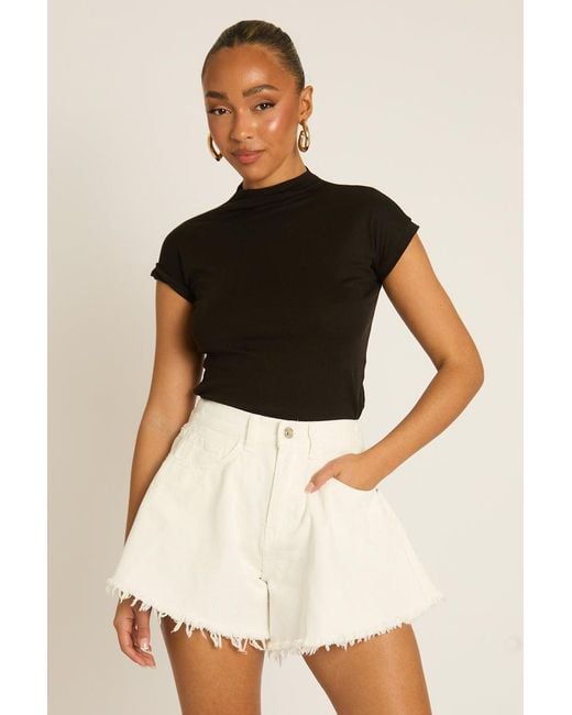 Rebellious Fashion Black Frayed Hem Flippy Denim Shorts