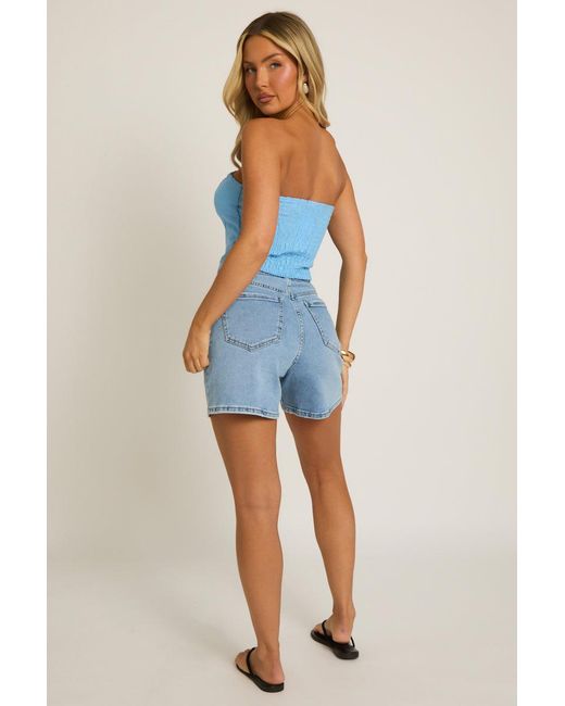 Rebellious Fashion Blue Bandeau Corset Top