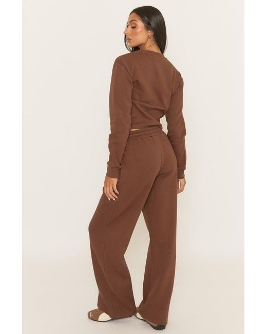 Rebellious Fashion Brown Zip Through Loungewear Co-Ord Set