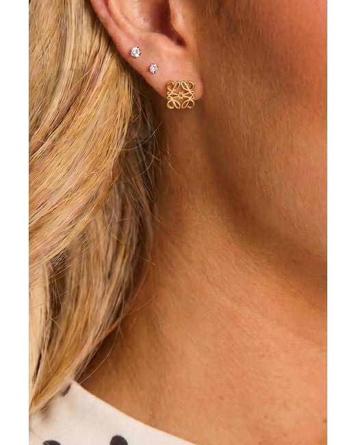 Rebellious Fashion Brown Logo Detail Stud Earrings