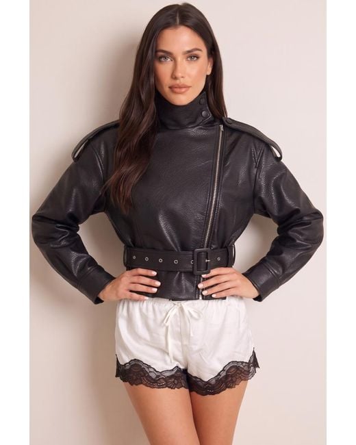 Rebellious Fashion White Satin Contrast Lace Trim Shorts