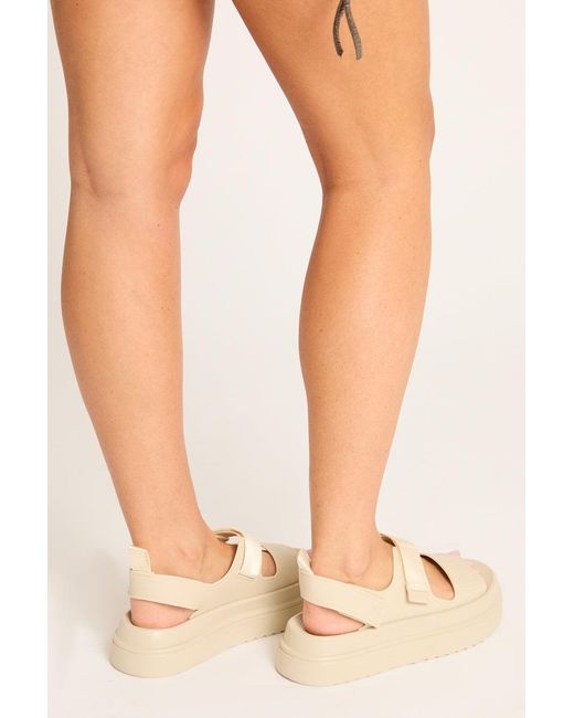 Rebellious Fashion Pink Strap Detail Chunky Platform Sandals