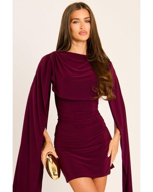 Rebellious Fashion Gathered Cape Mini Dress