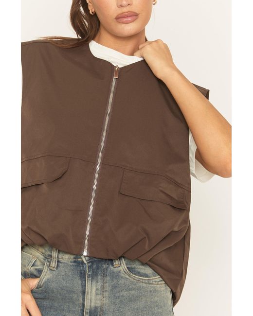 Rebellious Fashion Brown Cropped Utility Jacket