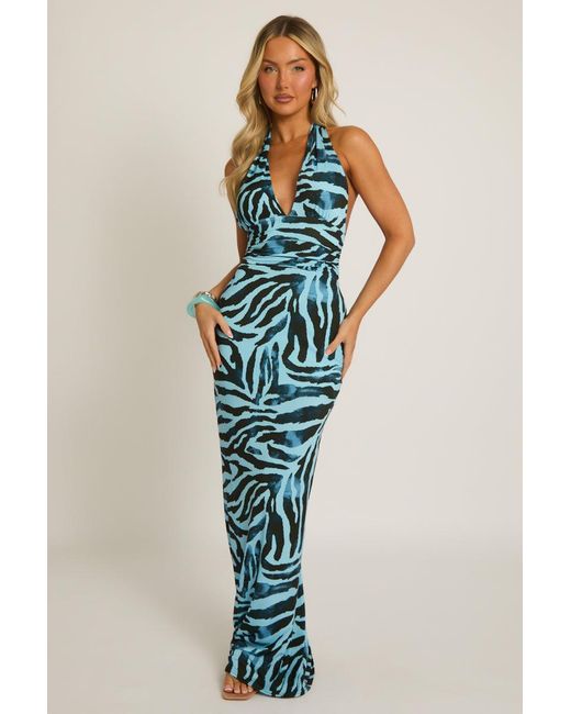 Rebellious Fashion Green Halterneck Tie Back Maxi Dress