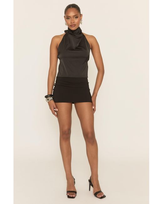 Rebellious Fashion Black Cowl Neck Open Back Top