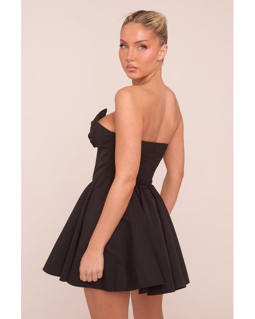 Rebellious Fashion Black Corset Detail Gathered Mini Dress