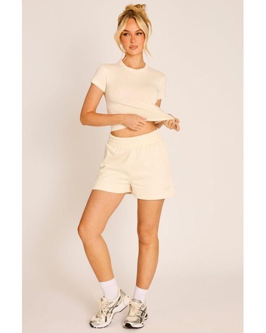 Rebellious Fashion Natural Rebellious Logo Jersey Jogger Shorts