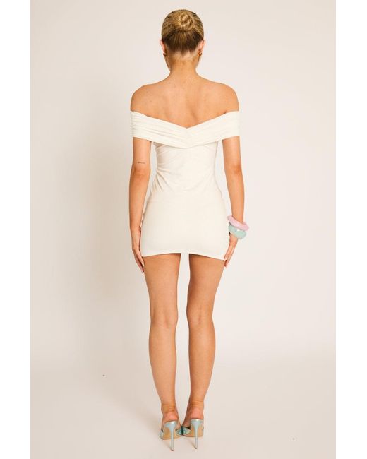 Rebellious Fashion Natural Off Shoulder Corset Mini Dress