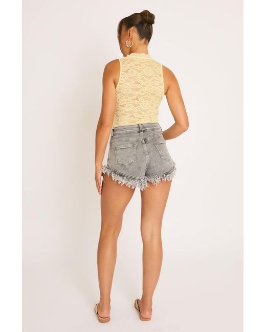 Rebellious Fashion Yellow Lace Cut Out Top