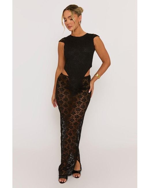 Rebellious Fashion Multicolor Lace Bodysuit And Maxi Skirt Co-Ord Set
