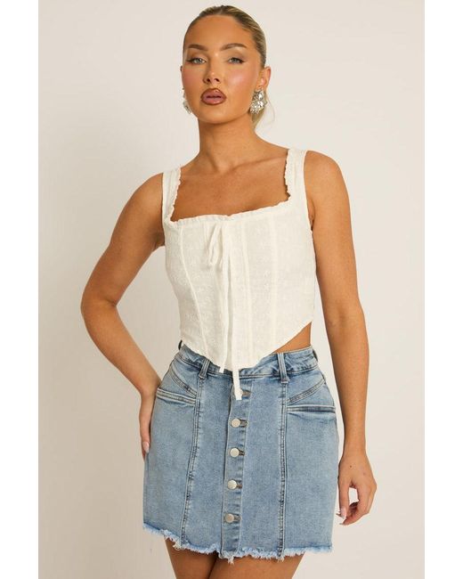 Rebellious Fashion Blue Button Front Denim Skort