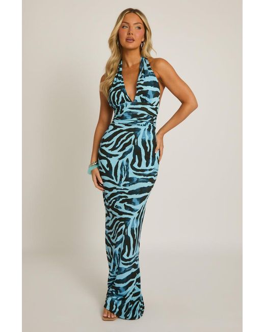Rebellious Fashion Green Halterneck Tie Back Maxi Dress