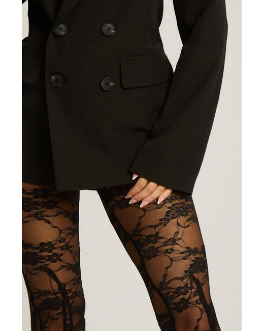 Rebellious Fashion Black Lace Flare Trousers