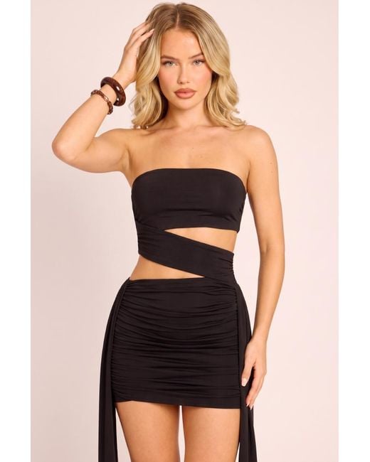 Rebellious Fashion Black Bandeau Cut Out Mini Dress