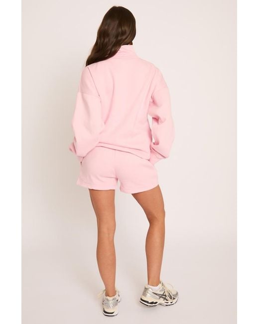 Rebellious Fashion Pink Oversized Half Zip Sweater And Joggers Loungewear Co-Ord Set