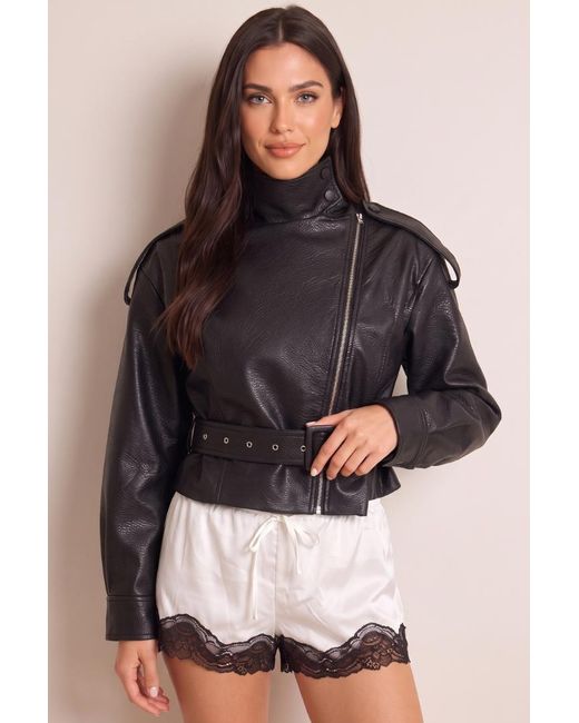 Rebellious Fashion White Satin Contrast Lace Trim Shorts