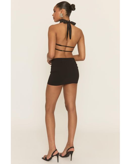 Rebellious Fashion Black Cowl Neck Open Back Top