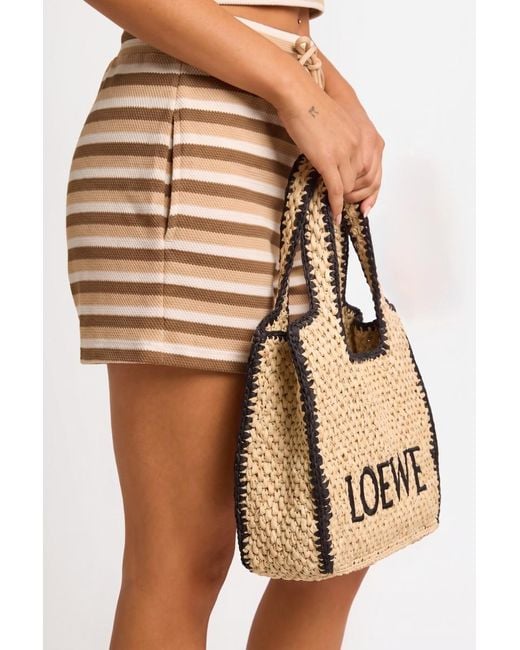 Rebellious Fashion Natural Contrast Trim Logo Detail Woven Raffia Tote Bag