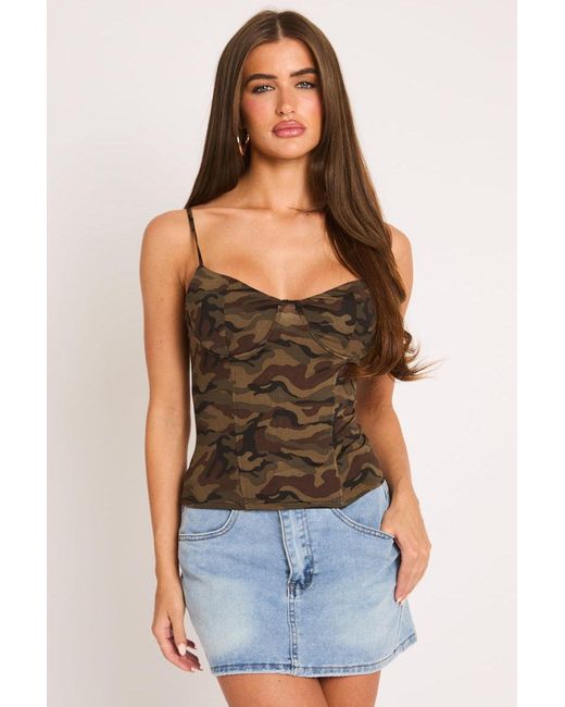 Rebellious Fashion Blue Print Laced Back Corset Top