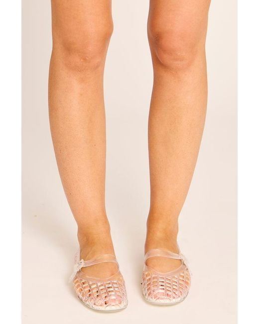 Rebellious Fashion Pink Cage Jelly Ballet Flats