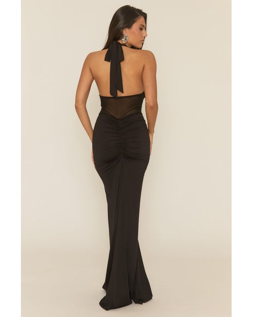 Rebellious Fashion Red Mesh Corset Maxi Dress