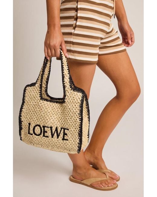 Rebellious Fashion Natural Contrast Trim Logo Detail Woven Raffia Tote Bag