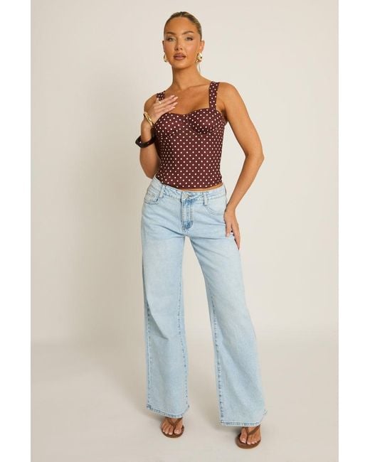 Rebellious Fashion Blue Acid Wash Wide Leg Jeans