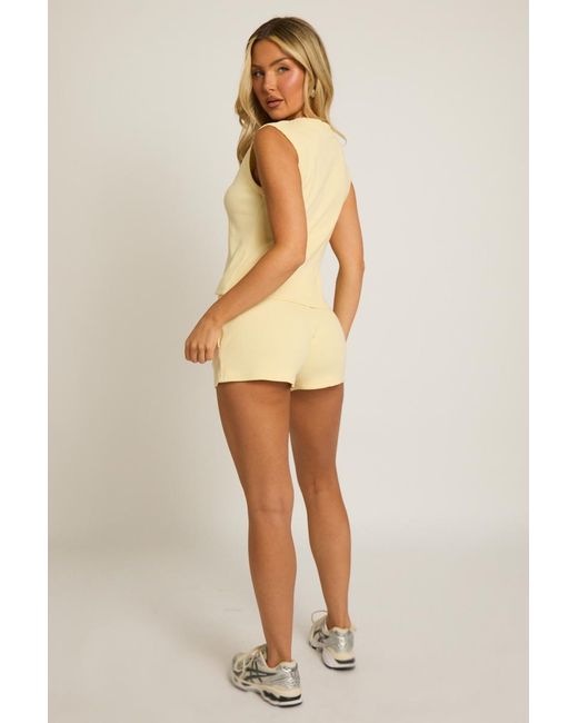 Rebellious Fashion Multicolor Sleeveless Button Front Rib Top And Short Loungewear Co-Ord Set