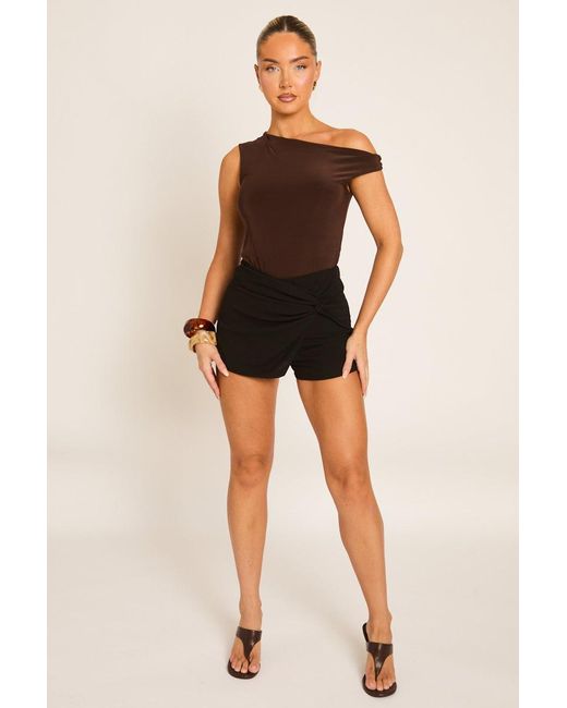 Rebellious Fashion Natural Wrap Front Skort