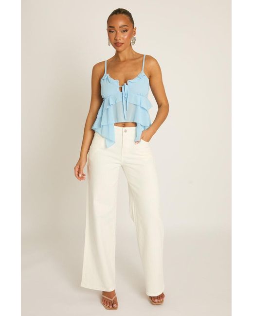 Rebellious Fashion Blue Denim Wide Leg Jeans