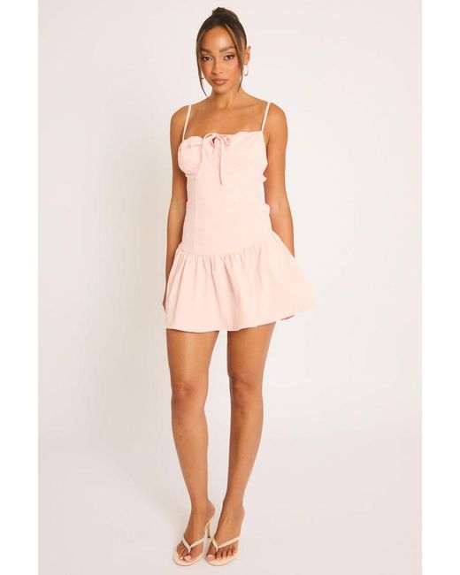 Rebellious Fashion Natural Tie Front Mini Dress