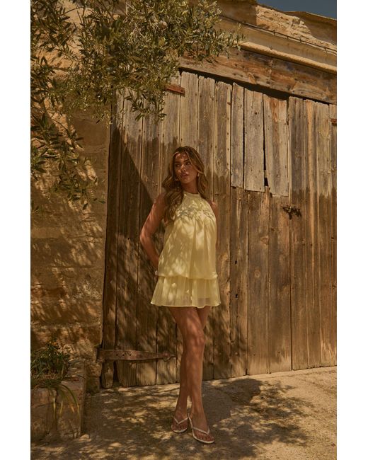 Rebellious Fashion Brown Halterneck Blouson Mini Dress