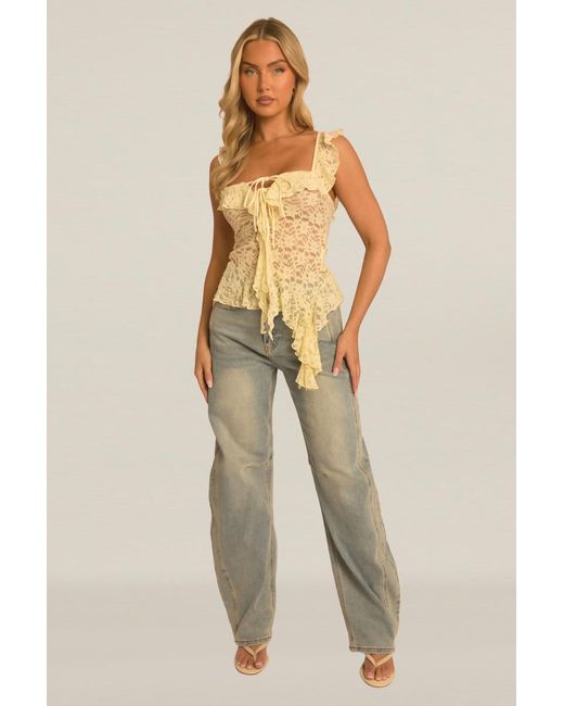 Rebellious Fashion Yellow Lace Ruffle Cami Top