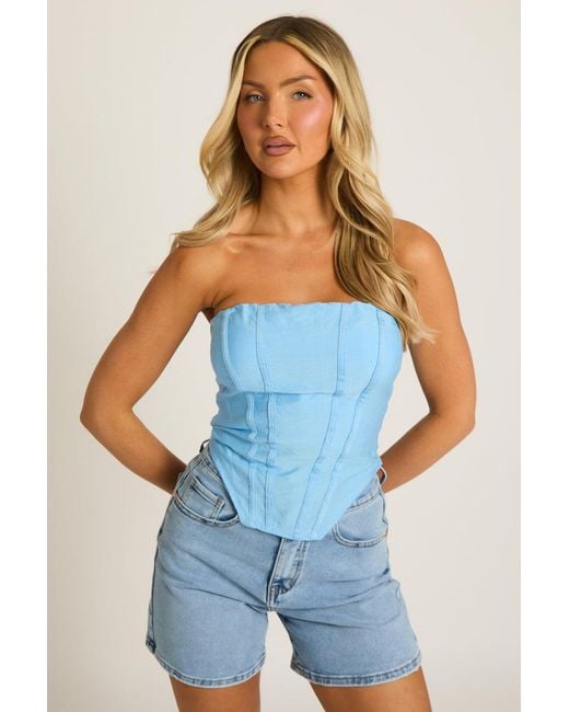 Rebellious Fashion Blue Bandeau Corset Top