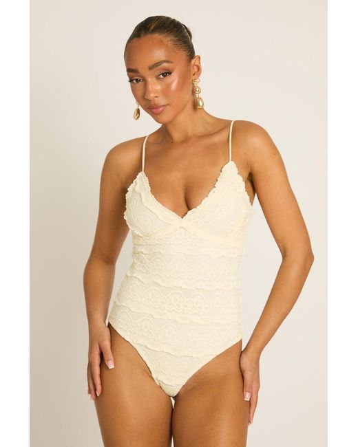 Rebellious Fashion Blue Lace Frill Bodysuit