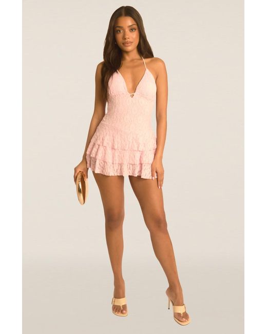 Rebellious Fashion Pink Lace Ruffle Skort Playsuit