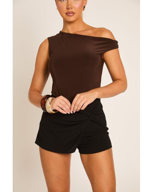 Rebellious Fashion Natural Wrap Front Skort