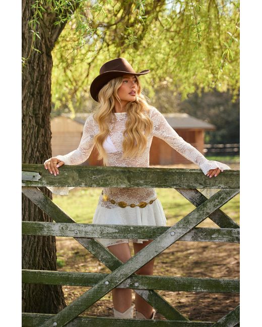 Rebellious Fashion Natural Lace Asymmetric Frill Mini Dress