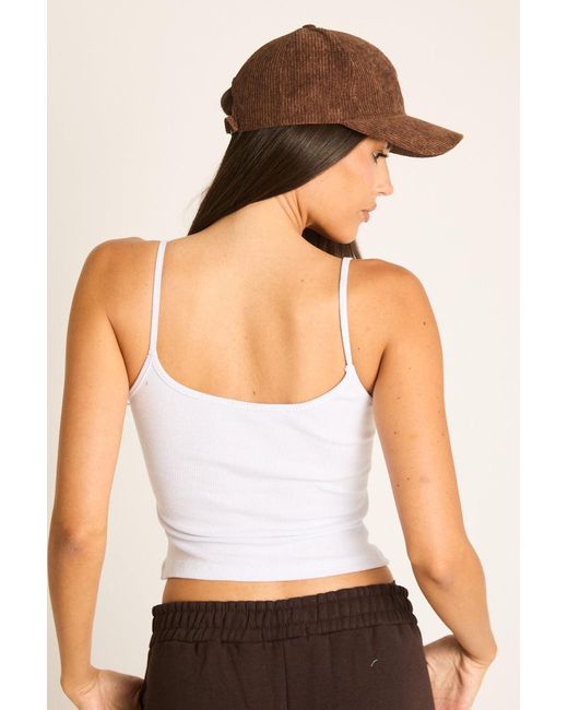 Rebellious Fashion White Square Neck Strappy Rib Top