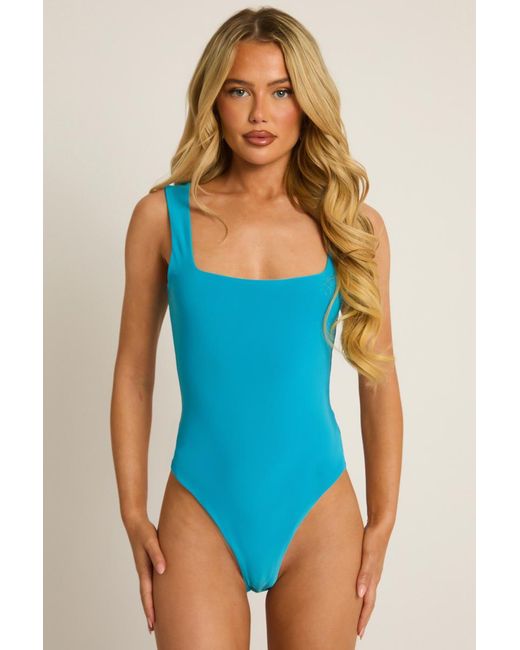 Rebellious Fashion Blue Square Neck Bodysuit
