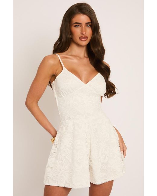 Rebellious Fashion Natural Lace Cami Playsuit