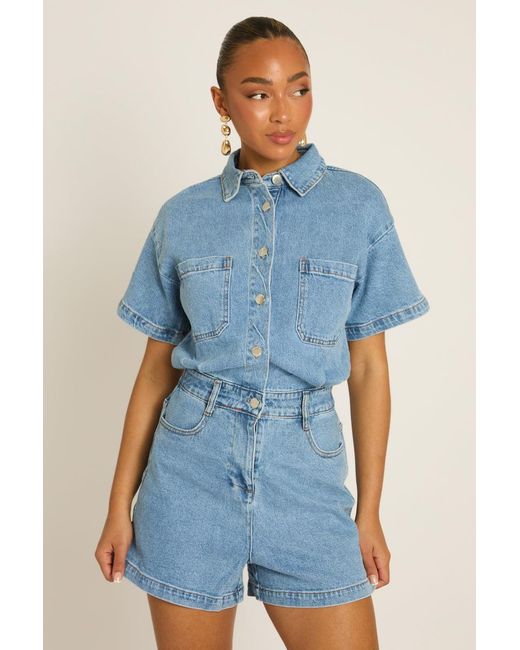 Rebellious Fashion Blue Denim Playsuit