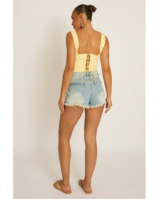 Rebellious Fashion Green Boned Lace Back Corset Top
