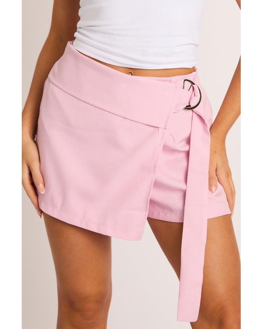 Rebellious Fashion Red Wrap Detail Skort